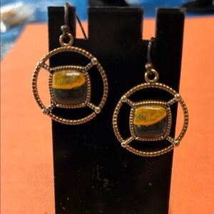 Elegant Gold and Brown Hoop Earrings